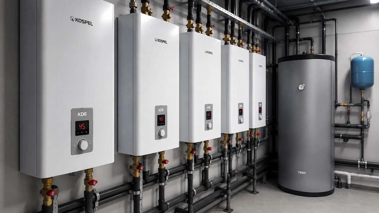 Gamme de chauffe-eaux électriques professionnels Kospel et Tesy pour hôtels et résidences collectives en Tunisie
